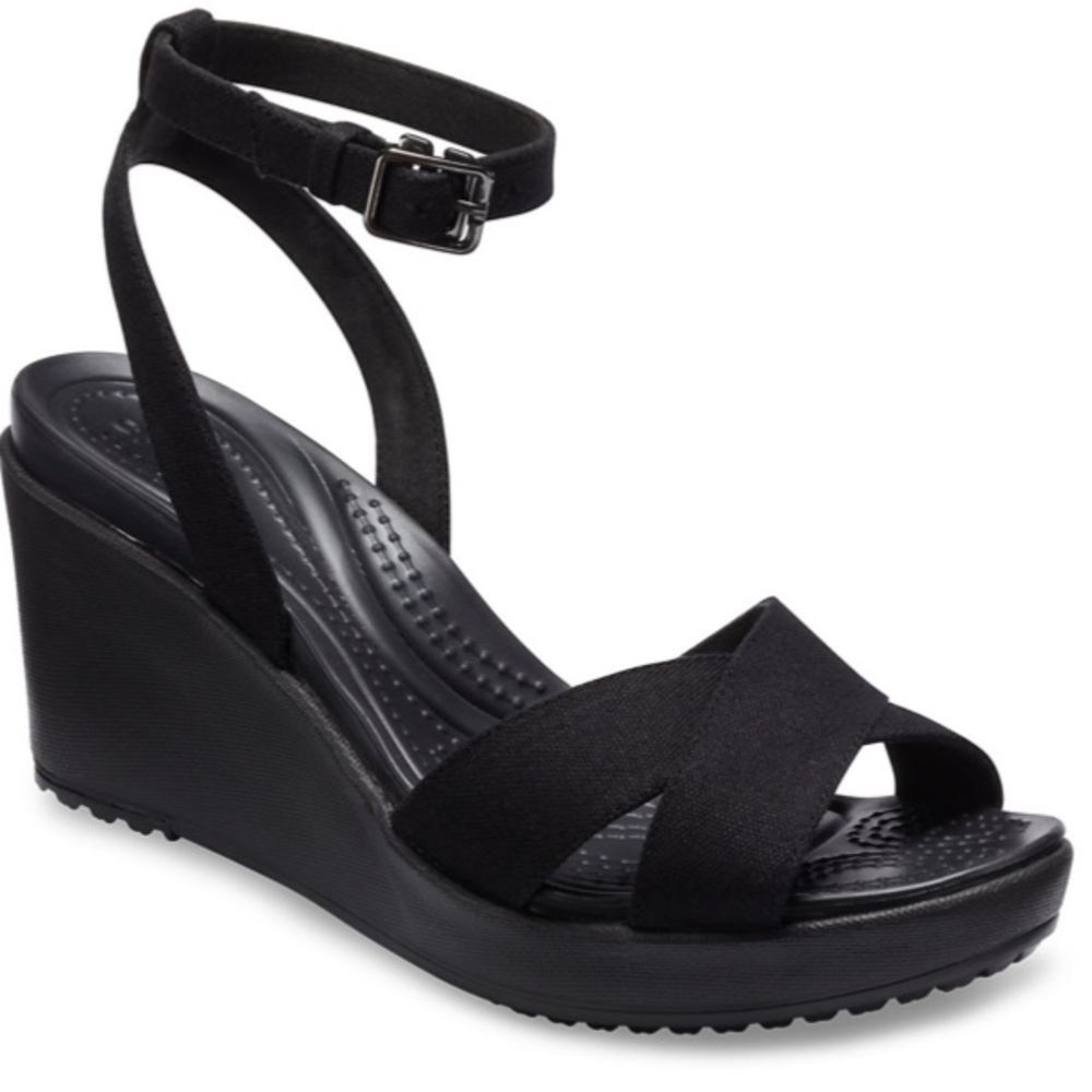 Crocs Sandals Wedges size 8 Black